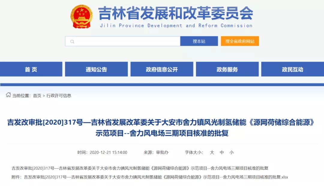 绿氢加速，吉林省风光制氢储能项目获批复(图1)